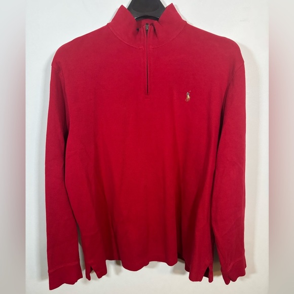 Ralph Lauren Other - Polo Ralph Lauren Men’s Red Estate Rib Quarter Zip Sweater Size XL